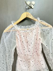 Sparkly Star Mesh Long Sleeve Top