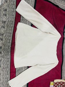 White Casual Knit Top