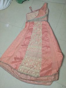 Peach One-Shoulder Ethnic Gown