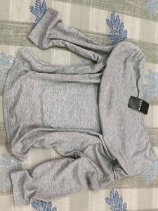 Stylish Off-Shoulder Grey Top
