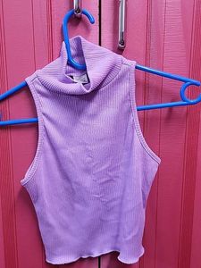 Lilac Mock Neck Sleeveless Top