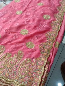 Pink Embroidered Saree( Fix price)