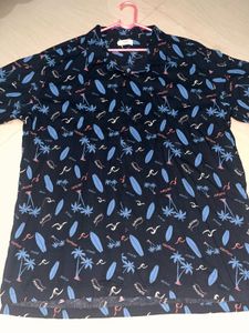 Men's Tropical Print Button-Up Shirt