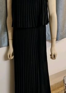 Sassafras Black Spaghetti Strap Pleated Dress