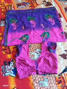 Purple & Pink saree with blouse