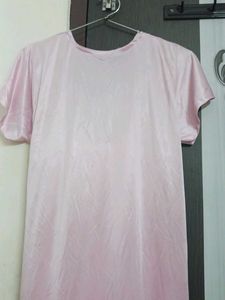Pink Satin Robe with Lace Trim