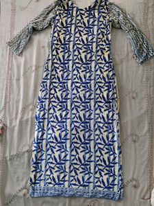 Straight Blue Velvet Kurta
