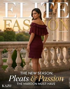 KAZO Brand New Wine/Maroon TexturedPleated dress