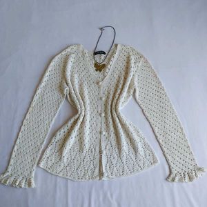 Cream Crochet Cardigan 🎀🫧