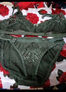 Lace Trimmed Bra and Panty Set