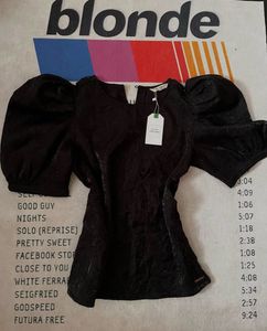 Black Puff Sleeve Top