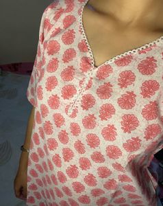 Pink Floral Print Kurta