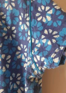Indigo colorAunthetic batik work kurti