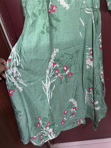 Green Floral Print Kurta