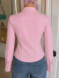 Chic Pink Striped Button-Up Shirt