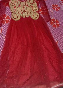 Red Embellished Ethnic Gown