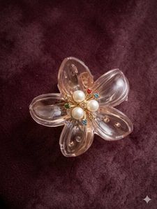Chic Flower Brooch with Pearls & Crystals