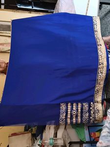 Elegant Royal Blue Embroidered Saree