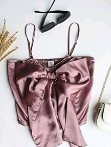 Satin Bow Crop Top