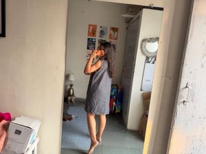 Sleeveless Grey Linen Dress
