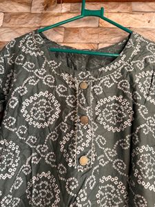 Greenish grey Bandhani Print Kurta| NEVER worn
