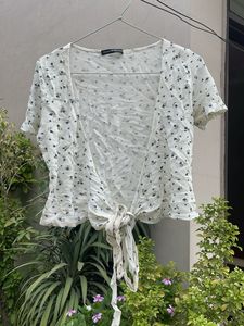 Floral Tie-Front Cropped Top