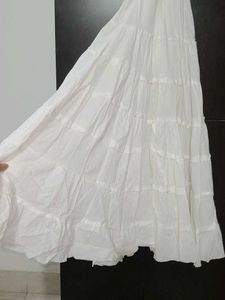 Boho Tiered Maxi Skirt - White
