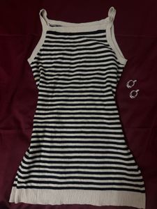 Chic black and white stripe dress