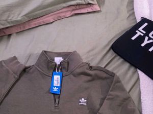 Adidas Olive Green Half Zip Sweatshirt