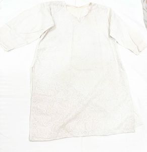 White Thread Work Kurta with Black Salwar