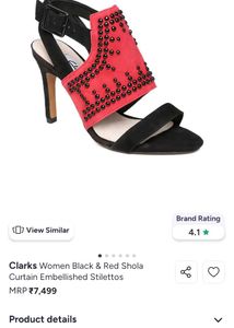 Clarks Black &amp; Red Shola Curtain Embellished