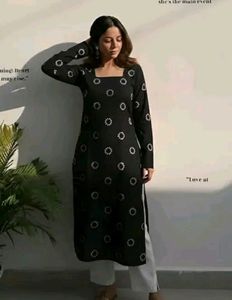 Stylish Black Kurta with White Print