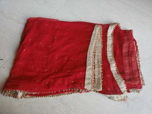 Elegant Red Dupatta with Embellishments