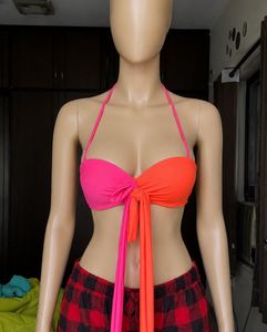 Vibrant Color Block Bikini Top