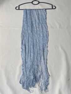 Sparkling Blue Scarf with Fringe