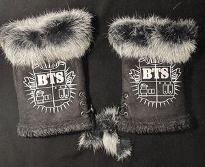 BTS Winter Faux Fur Fingerless Gloves