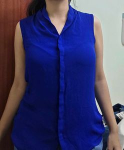 Vibrant Blue Sleeveless Blouse