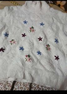 Floral Embroidered Knit Sweater