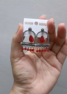 Pink Gemstone Jhumka Earrings
