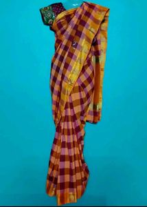 multi colour check saree