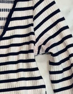 H&amp;M Striped Long Sleeve Tie-Front Top