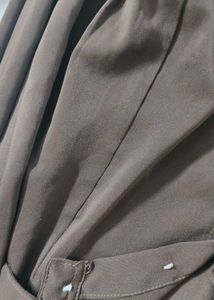 Elegant Dark Brown Puff Sleeve Blouse