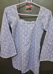 Lavender Floral Print Short Kurti