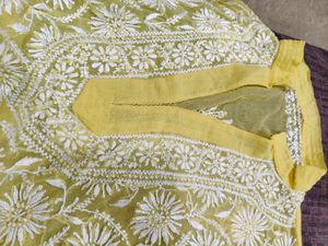 Yellow Chikankari Kurta
