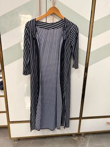 Striped Midi Dress with Cardigan