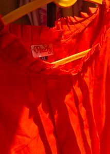 Vibrant Red Pleated Neck Top