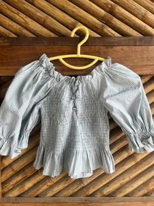 Striped Smocked Puff Sleeve Top