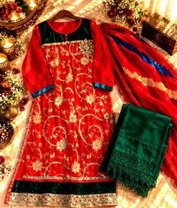 ♥️ embroidered pakistani suit 3 piece.🎀