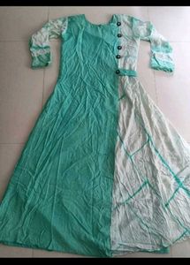 Elegant Teal &amp; White Kurta with Leggings