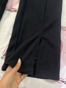 Black Flared Split Hem Pants